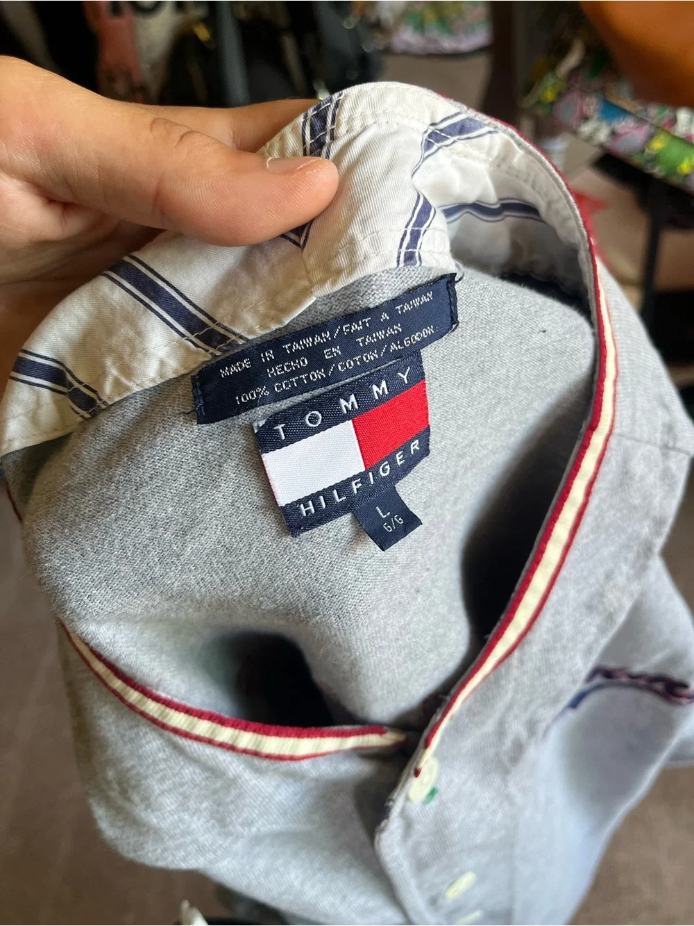 VTG 90’s Tommy Hilfiger Grey Cotton Baseball Jersey